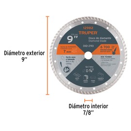 TRUPER DDT-1542T Turbo Rim Diamond Saw Blades, Diameter 9" (229mm)
