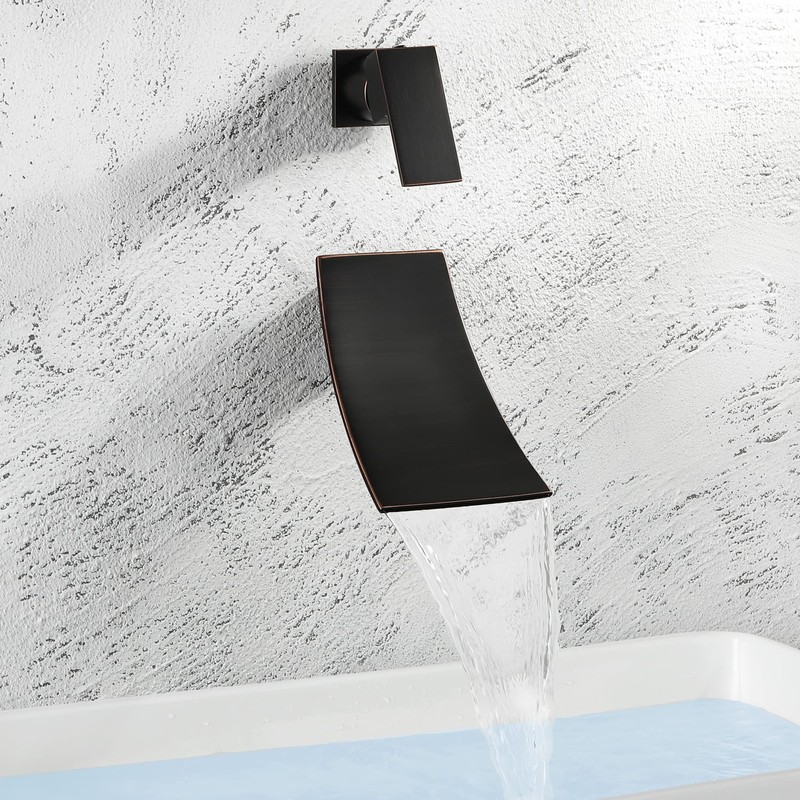 SKOWLL Wall Mount Bathroom Faucet, Single Handle Wall Mount Waterfall