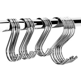 X-BLTU 40 Pcs Stainless Steel S Hooks for Hanging, S Shaped Hooks Heavy Duty, Sturdy Metal Hooks, Polished Metal Hanger Hooks for Clothes, Garden, Kitchen, Bedroom, Bathroom or Office-2 Sizes