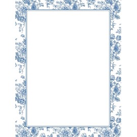 Great Papers! Papel de papelería con membrete, azul Toile floral, 8.5 x 11 pulgadas, apto para impresora, 50 hojas (2025010)