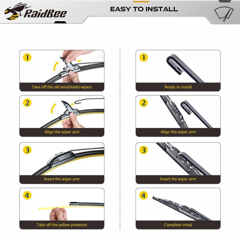 Raidbee® 26"+16" Windshield Wiper Blades with 13" Rear Wiper Blade