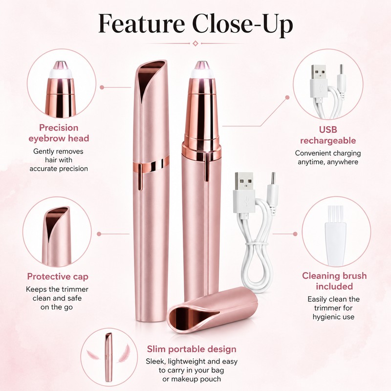 Electric Eyebrow Trimmer for Women – Portable Facial Hair Remover