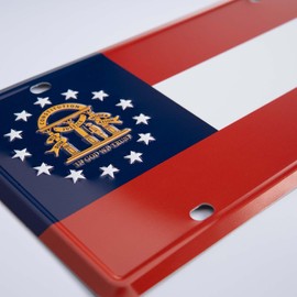 Pickwicks Georgia State Flag License Plate – Embossed Aluminum 6”x12” Metal Tag – Peach State Car Plate for Trucks, SUVs & RVs – Fade-Resistant & Weatherproof (Georgia)