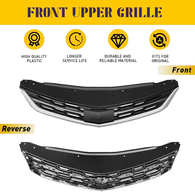 JHRISE Front Bumper Upper and Lower Honeycomb Mesh Grille For