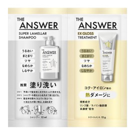 THE ANSWER Super Lamella Shampoo & EX Gro Treatment For Heat Damage (Glossy, Smooth) Pillow, 0.4 fl oz (12 ml) & 0.4 oz (12 g), 1 Dose