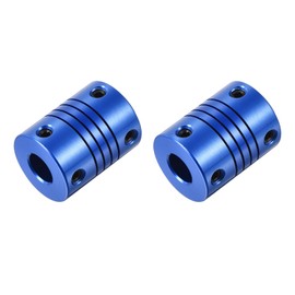 QUARKZMAN Pack of 2 8 mm to 8 mm Aluminium Alloy Shaft Coupling L25 x D19 Flexible Coupler with Screws for Encoders and Motors, Blue