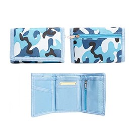 Blue Camouflage Wallet Tri-fold Design