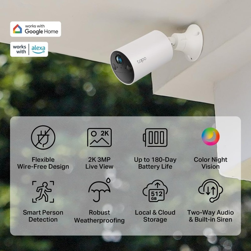 TP-Link Tapo TC82 Smart Wireless Indoor/Outdoor Security Camera, IP66, Weatherproof,