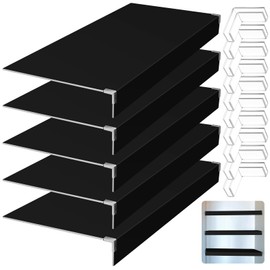 Hoolerry 5 Pcs 36x16inch Foamed PVC Wire Rack Covers for Removable Closet Decoration(Not Wood) Don't Bear Too Much Weight Pantry Shelves Covers for Bathroom Kitchen Shelving (Black)