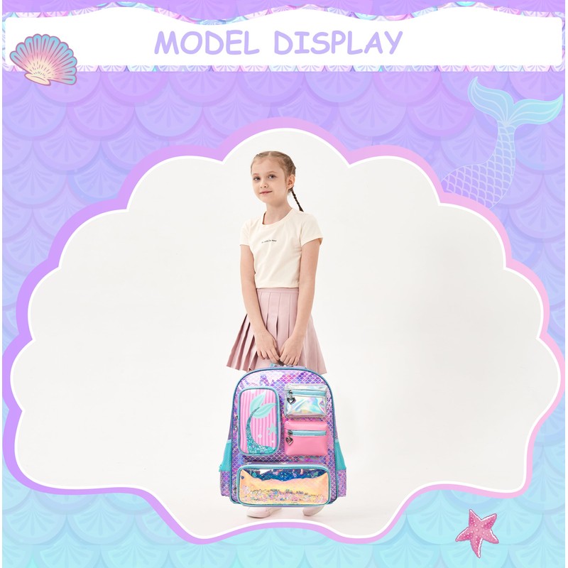 ZBAOGTW Rolling Backpack For Girls 8-12 Elementary School Kids Rolling