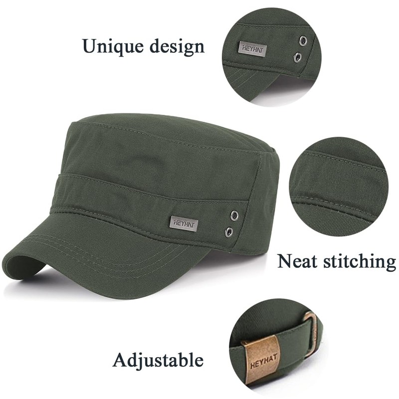 Unisex Cadet Army Cap Military Adjustable Flat Top Hat for