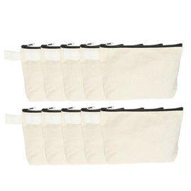 uxcell Canvas Makeup Bags, 10pcs Travel Cosmetic Bags Bulk, Multipurpose Plain Toiletry Zipper Pouches Blank DIY Craft Bags Pencil Bag for Women Teens, Yellow(7.5 x 5 x 1.8inch)