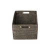 Loma Rectangular Rattan Storage Basket with Cut-Out Handles - Black-Wash