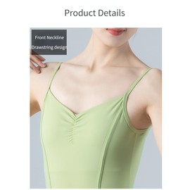 YYKSYDPT Women's Ballet Leotard V-Neck Dancewear Straps Camisole Vest One-Piece Suit (S, Black)