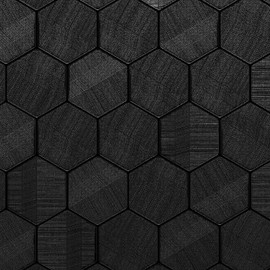 HueBurst Black Textured Bathroom Wallpaper 17.3" x 236" 3D Non Woven Hexagon Traditional Wallpaper, Textured Walls in The Bedroom Bathroom, Black Wallpaper Non-Pasted