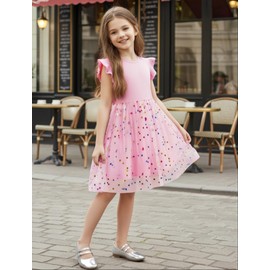 PATPAT Toddler Girls Tulle Dress Tutu Birthday Princess Dresses Formal Photo Shoot Outfit Summer Clothes 3T