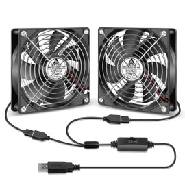 GDSTIME Dual Speed Control USB Fan 120mm, 2 Pack 120x120x25mm Brushless DC Cooling Fan, Computer Case PC Cabinet Receiver Router Cooling