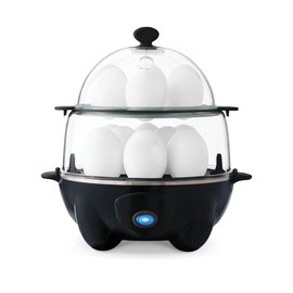 Deluxe Rapid Egg Cooker for Hard Boiled, Poached, Scrambled Eggs, Omelets, Steamed Vegetables, Dumplings & More, 12 capacity, with Auto Shut Off Feature - Black - Color: Black-7 capacity