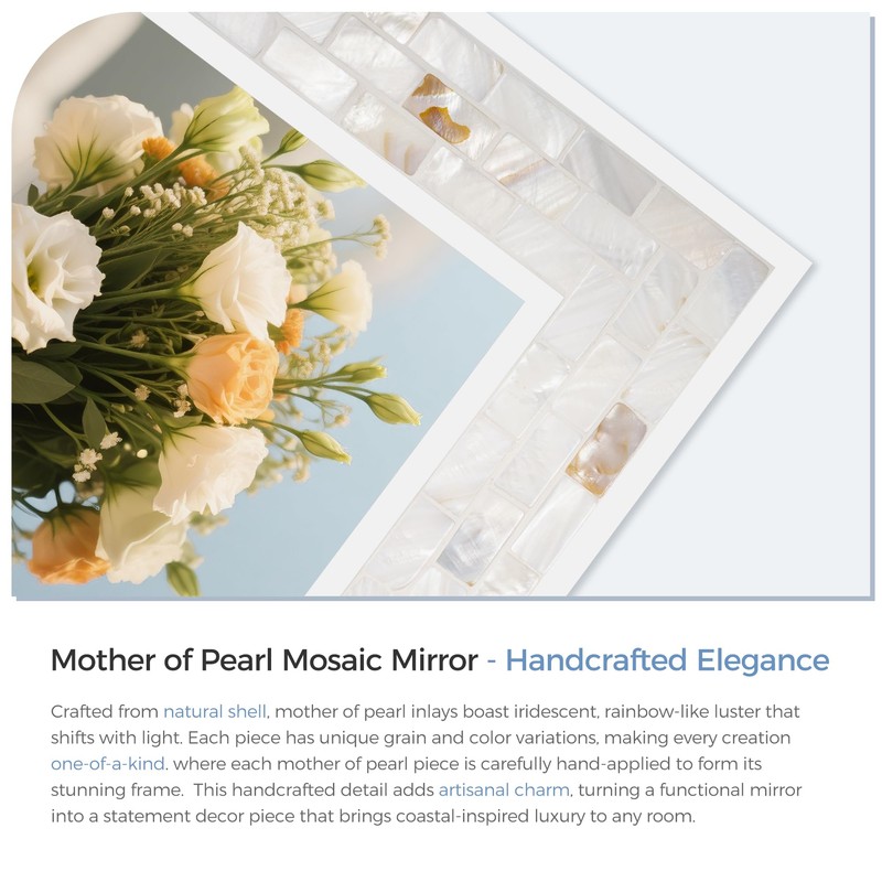 Tanmicoshomy 24 x 36Inch Rectangle Wall Mirror, Natural Shell Framed