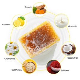 Kojic Acid Soap - Turmeric Soap Bar for Freckles Age Spots Sun Spots - Lemon Turmeric Kojic Acid Soap Bar for Fine Lines Acne Scars - Brightens Skin Tone - Reduces Blemishes - Rejuvenates Skin