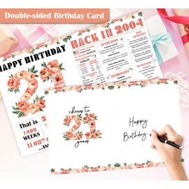 Blazeon 21st Birthday Card for Women Her, 21st Retro Floral for Her Birthday Card Gifts for Girls, Happy 21 Year Old Birthday Decorations, Double-Sided