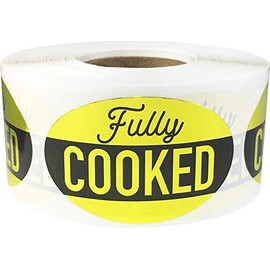 Fully Cooked Grocery Store Food Labels 1.25 x 2 Inch 500 Total Adhesive Stickers