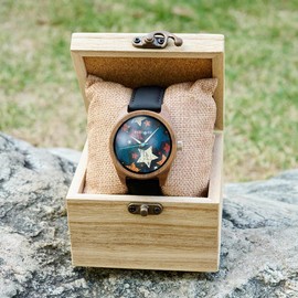 BOBO BIRD Wooden Watch – Ultra-Light Natural Wood and Leather Watch – Trendy Unisex Accessory for Everyday Style and Gift Surprises (Starry)