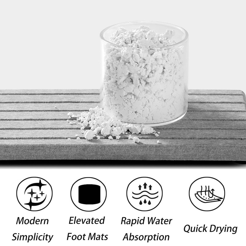 Set of 2 Stone Bath Mat, Dish Drying Mat, Stone