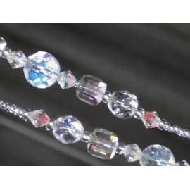 Eyeglass Chain Clear Crystal Faceted Cut Glass 28 inches