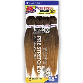 Freetress Synthetic Mega Pack Braids - 4X BRAID 301 18" (1B Off Black)