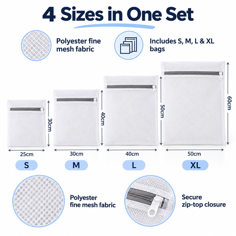 4 Pack Mesh Laundry Bags for Washing Machines – Fine