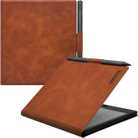 GOVTVA Magnetic Leather Case for 7'' Boox Tablet Go Color 7 (Gen II/Gen I 2025/2024) / Onyx Boox Go 7 Ultra-Thin Lightweight Auto Sleep/Wake Cover with Pen Holder & Magnetic Closure (Vintage Brown)