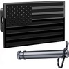 5"x3" American Black Flag Metal Hitch Cover (Fits 2.5" Receiver,