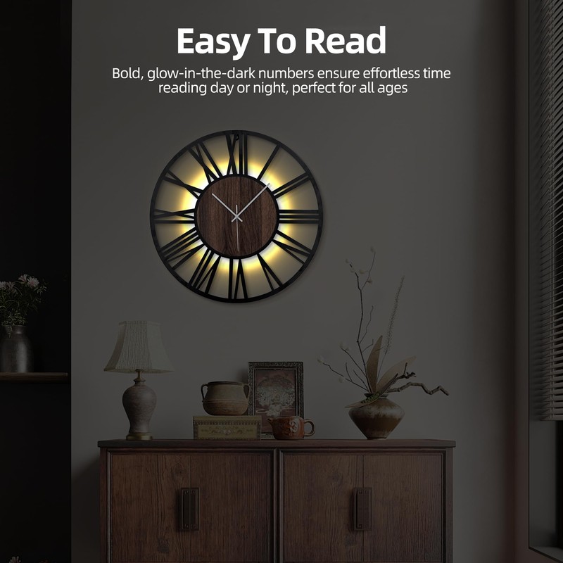 Mee 2ou 24 Inch Large Metal Wall Clock with Voice