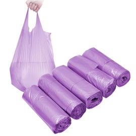4 GALLON Bathroom Trash Bags Purple, 300 Counts Garbage Bags for Office, Bathroom Wastebasket Waste Bin Black Portable Rubbish Bags