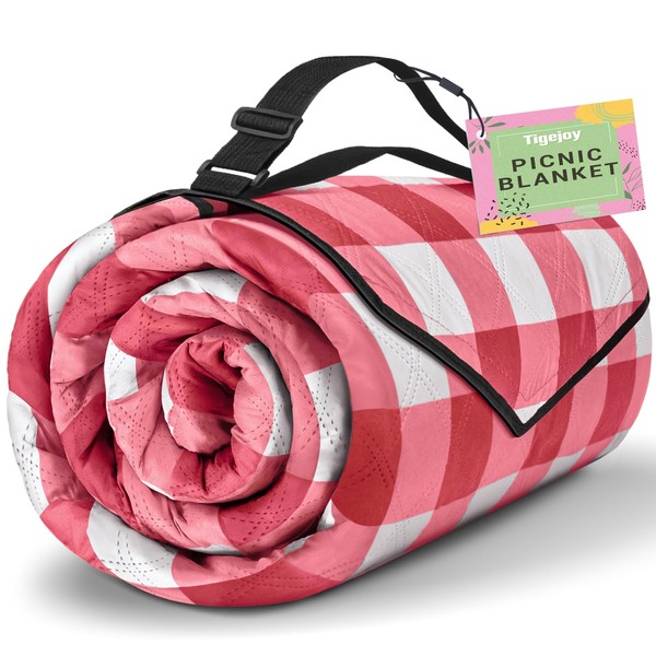 TigeJoy Extra Large Picnic Blanket Waterproof Foldable 80''x80'', Outdoor Picnic