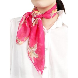 FAIRYGATE Hair Scarf Women Square Chiffon Neck Scarfs for Ladies Retro 50s Light Weight Summer Scarves Pink A2617
