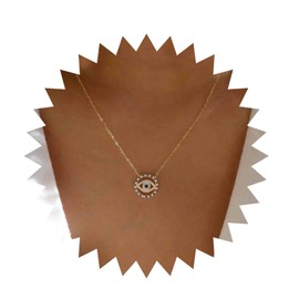 Inilbran Boho Rhinestone Sapphire Evil Eye Necklace Blue Crystal Demon Eye Choker Necklace Vintage Sapphire Evil Eye Necklace Choker Glitter Cz Crystal Protection Necklace Chain Jewelry