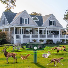 Ultrasonic Animal Repeller Outdoor Deer Repellent Sonic Cat Deterrent Motion Activated Solar Animal Repeller Waterproof Solar Repeller, Keep Dog Raccoon Rabbit Fox Squirrel Out of Yard