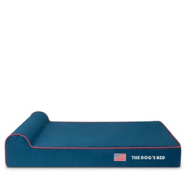 Replacement Outer Cover - NO Bed for Dog's Orthopedic Memory Foam Dog Bed. Washable Fabric, Extra Large 46' x 28' x 6' (Blue with Red Piping USA Embroidery Flag)