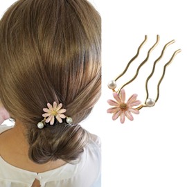 EZ PEACH DE Hair Comb, Rakuchin, Cantan, Hair Arrangement, Recommended for Beginners, Flowers, Pearl, Barrette, Crystal, Evening Roll Comb (WHITE)