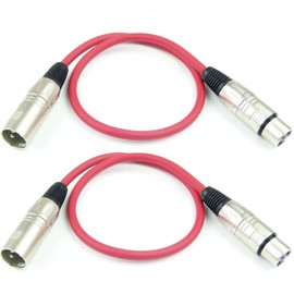 Adam Hall Cables K3MMF0050RED Microphone Cable XLR Female to XLR Male DMX Audio Cable 3-Pin (0.5 m, Red, 2) Pack of 2