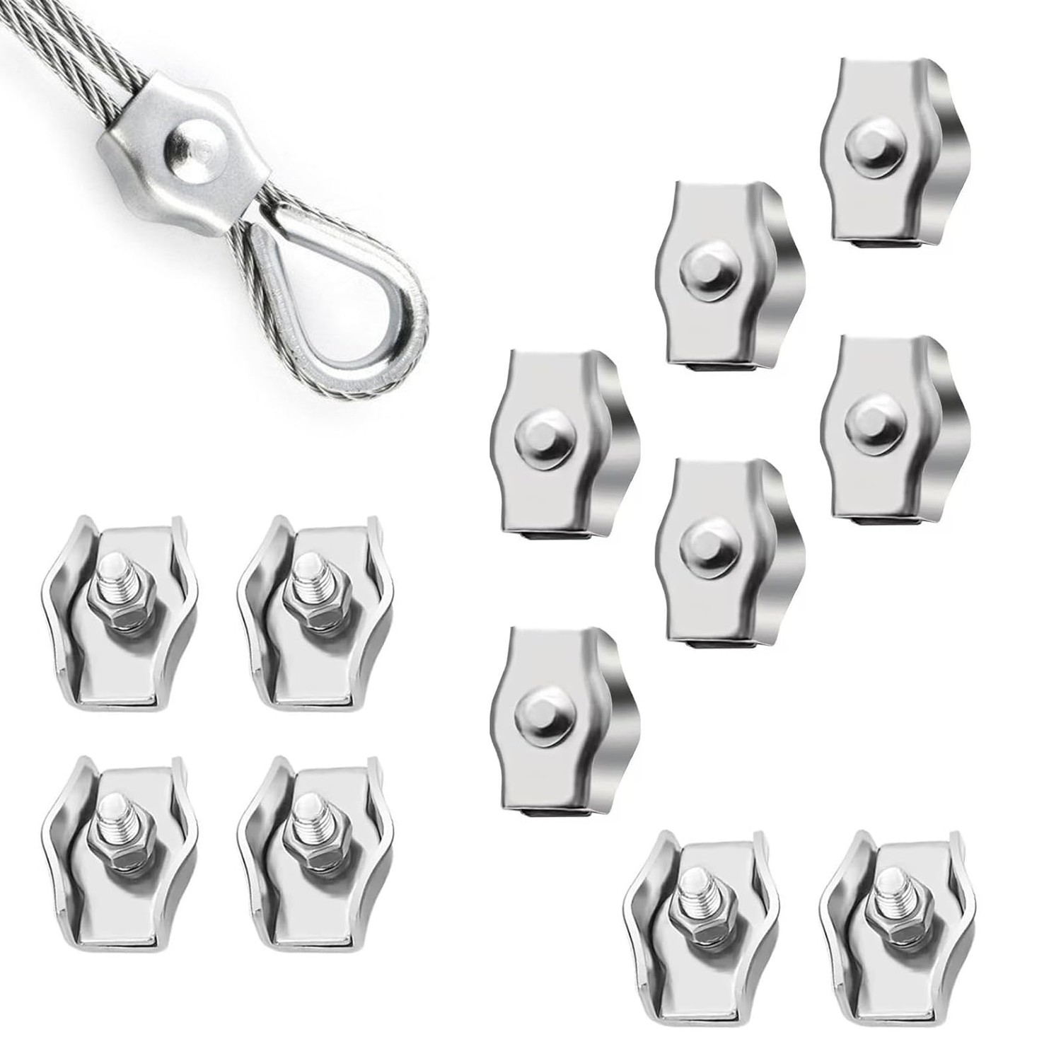 Pack of 12 M3 Wire Rope Clamps, Durable Simplex Clamp for 3 mm Wire ...