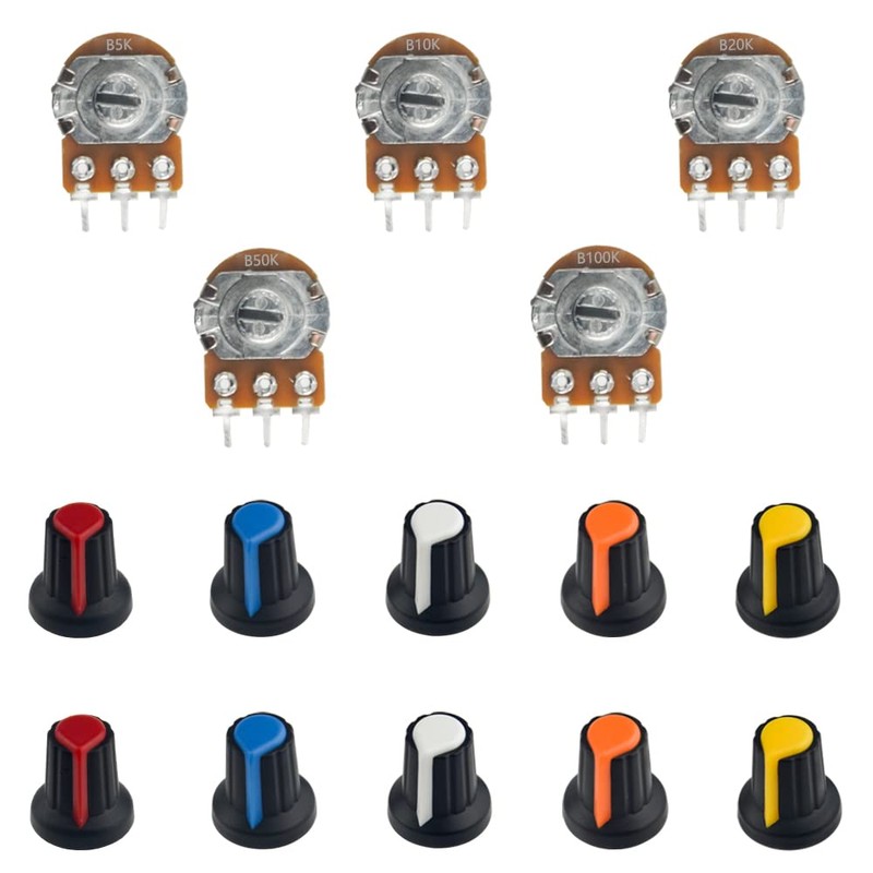 WMYCONGCONG 15-Piece Potentiometer, B5K, B10K, B20K, B50K, B100K, Potentiometer, Volume