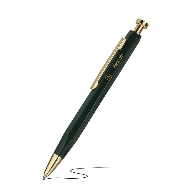 BEILUNER 312 Metal Gel Pen 0.5mm, Hexagonal Design, Green Piano