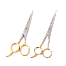 OdontoMed2011 2 Pcs Professional Barber Hair Dressing Scissors 5.5" 6.5" Hair Cutting Scissors/Barber Shears - Ice Tempered - Stainless Steel Gold Plated ODM
