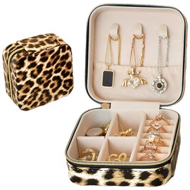 EJRUP Small Jewellery Box, Jewellery Storage, Leopard, Jewellery Box for Girls, Jewellery Box, Women, Travel Jewellery Case, for Earrings, Necklaces, Rings