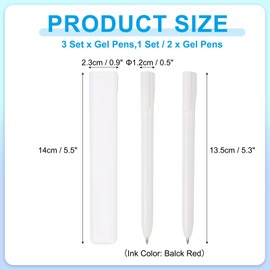 PATIKIL 6 Pcs 0.5mm Rollerball Pens, Gel Ink Pens Black Red Ink Quick Dry Smooth Writing Cute with Holder for Gift Friends Classroom Writing Office, White