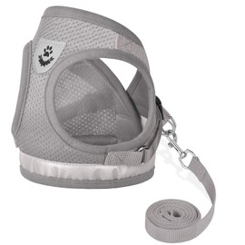 GAUTERF Kitten and Puppy Universal Harness with Leash Set, Escape Proof Cat Harnesses-Adjustable Reflective Soft Mesh Corduroy Small Dog Harnesses-Best Pet Supplies