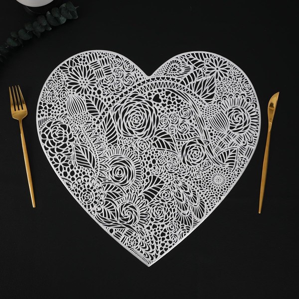 Hosoncovy Heart Shaped Placemats Set of 4,Table Mats Set Washable